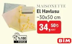 MAİSONETTE EL HAVLUSU 30X50 CM MAİSONETTE EL HAVLUSU 30X50 CM